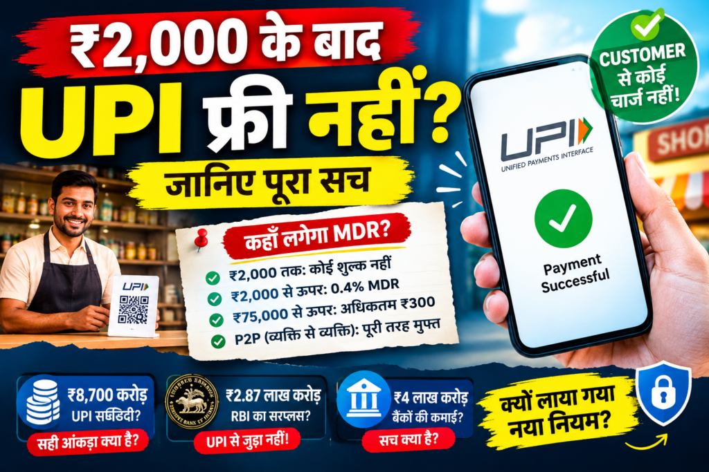 ₹2,000 से ऊपर UPI पर नया MDR: क्या सच में UPI अब “फ्री” नहीं रहा? जानिए पूरा सच
