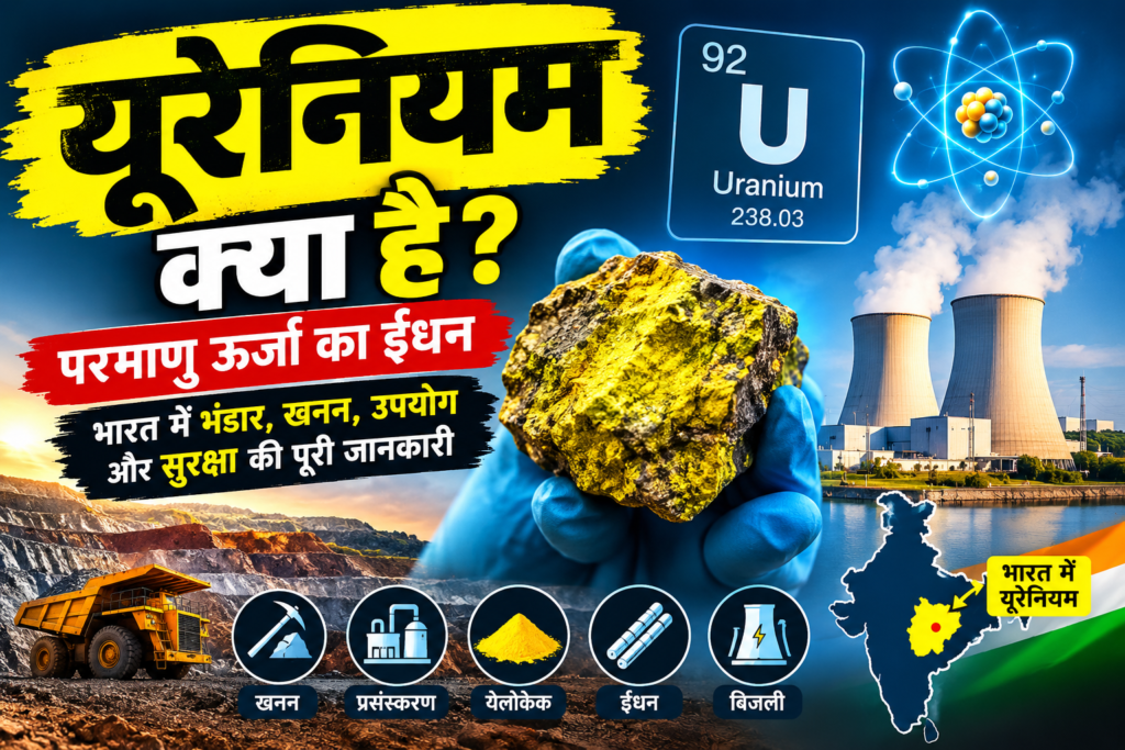 यूरेनियम क्या है? उपयोग, प्रकार, भारत में भंडार, परमाणु ऊर्जा और सुरक्षा की पूरी जानकारी